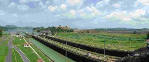 Miraflores Locks pacific side, Panama Canal, Panama